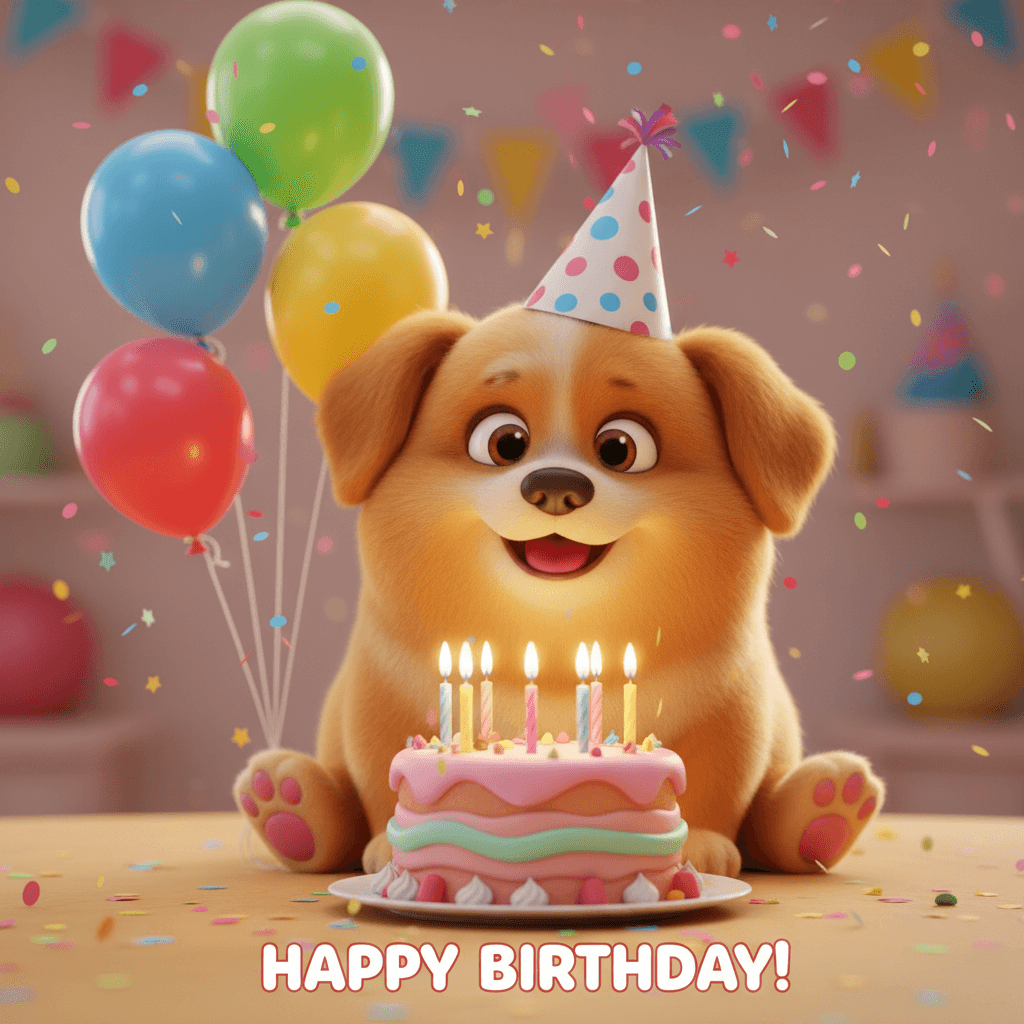 AI-generated birthday card in Pixar style