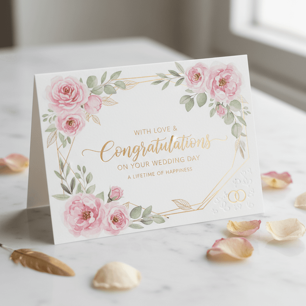 AI-generated wedding card, realistic style