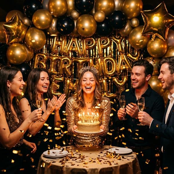 Bold birthday-themed social media post